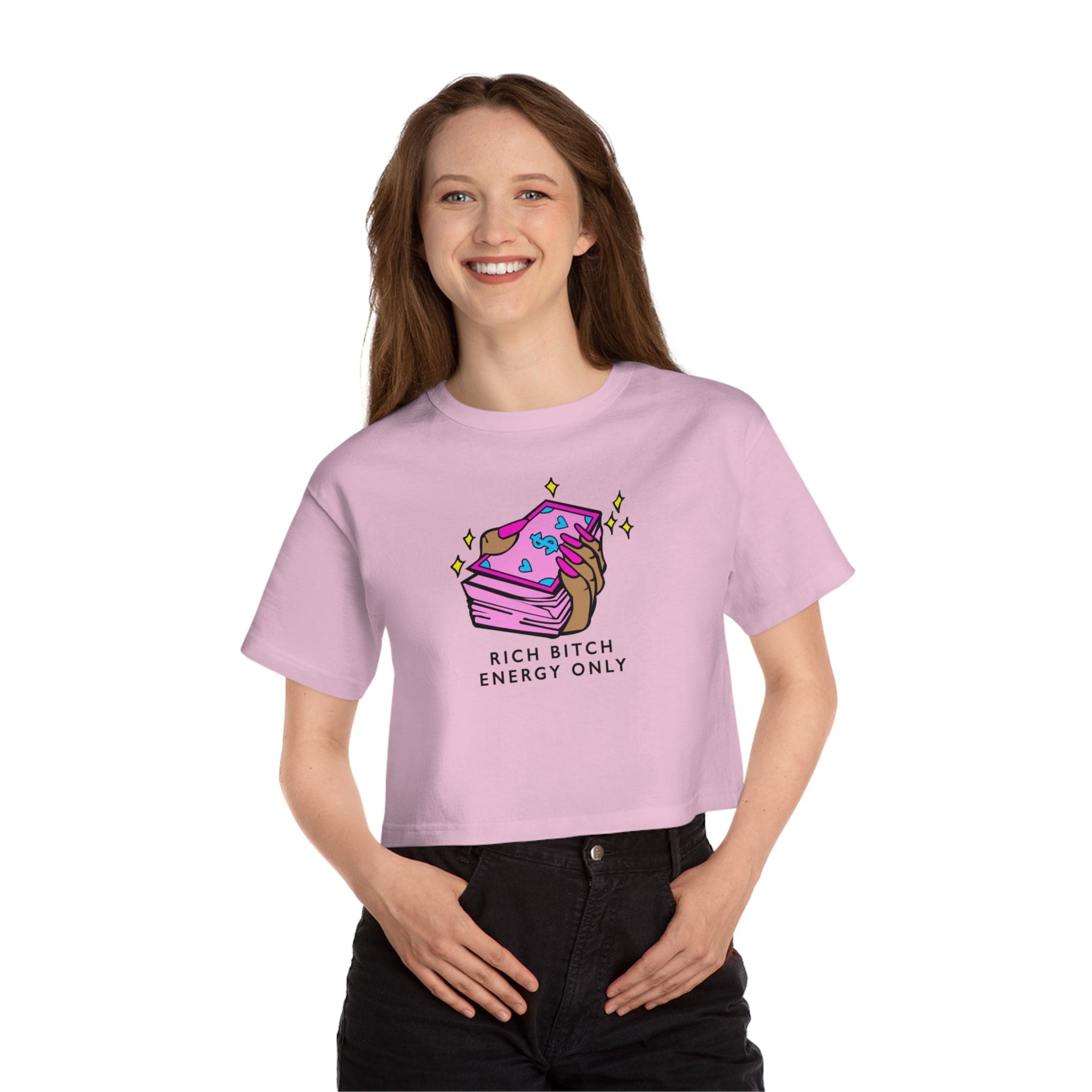 'RICH BITCH ENERGY ONLY" CROPPED T-SHIRT