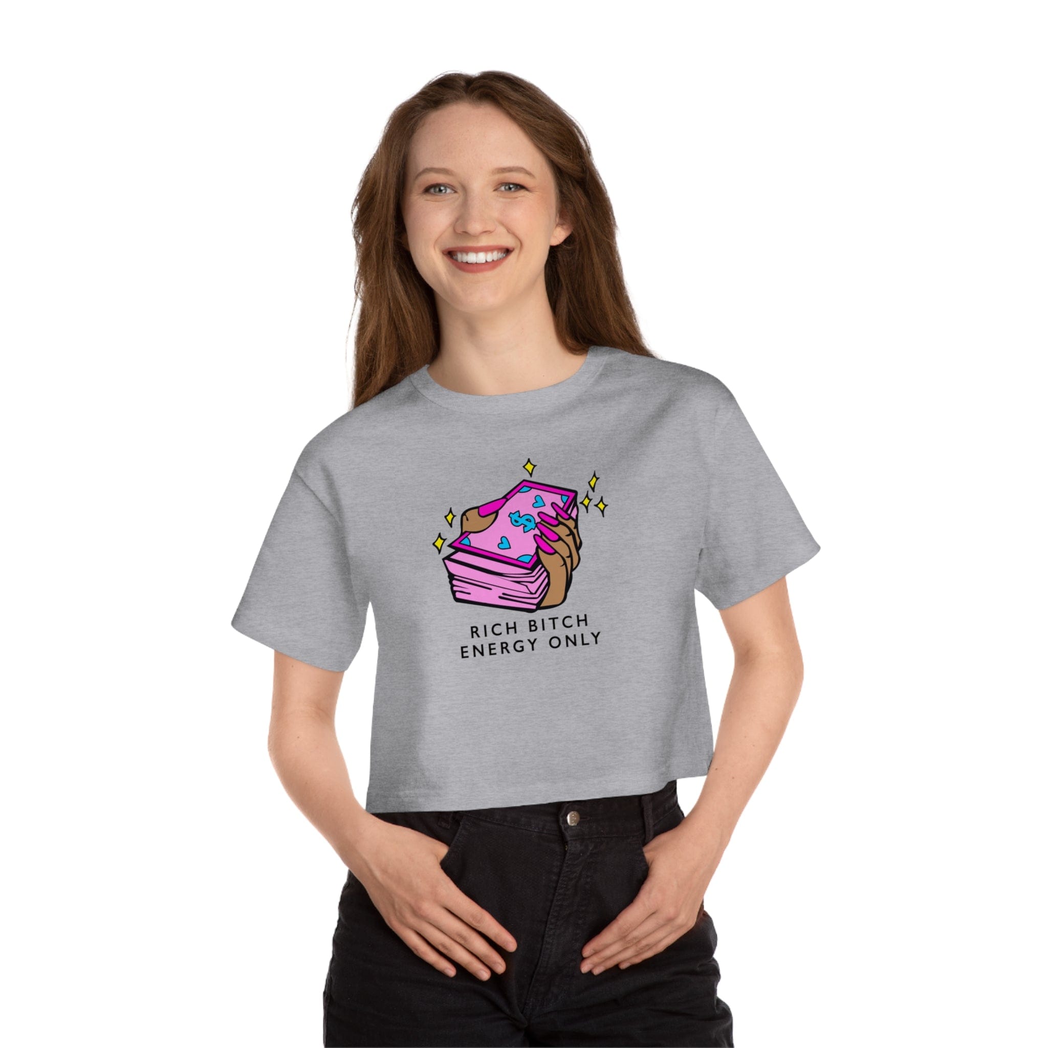 'RICH BITCH ENERGY ONLY" CROPPED T-SHIRT